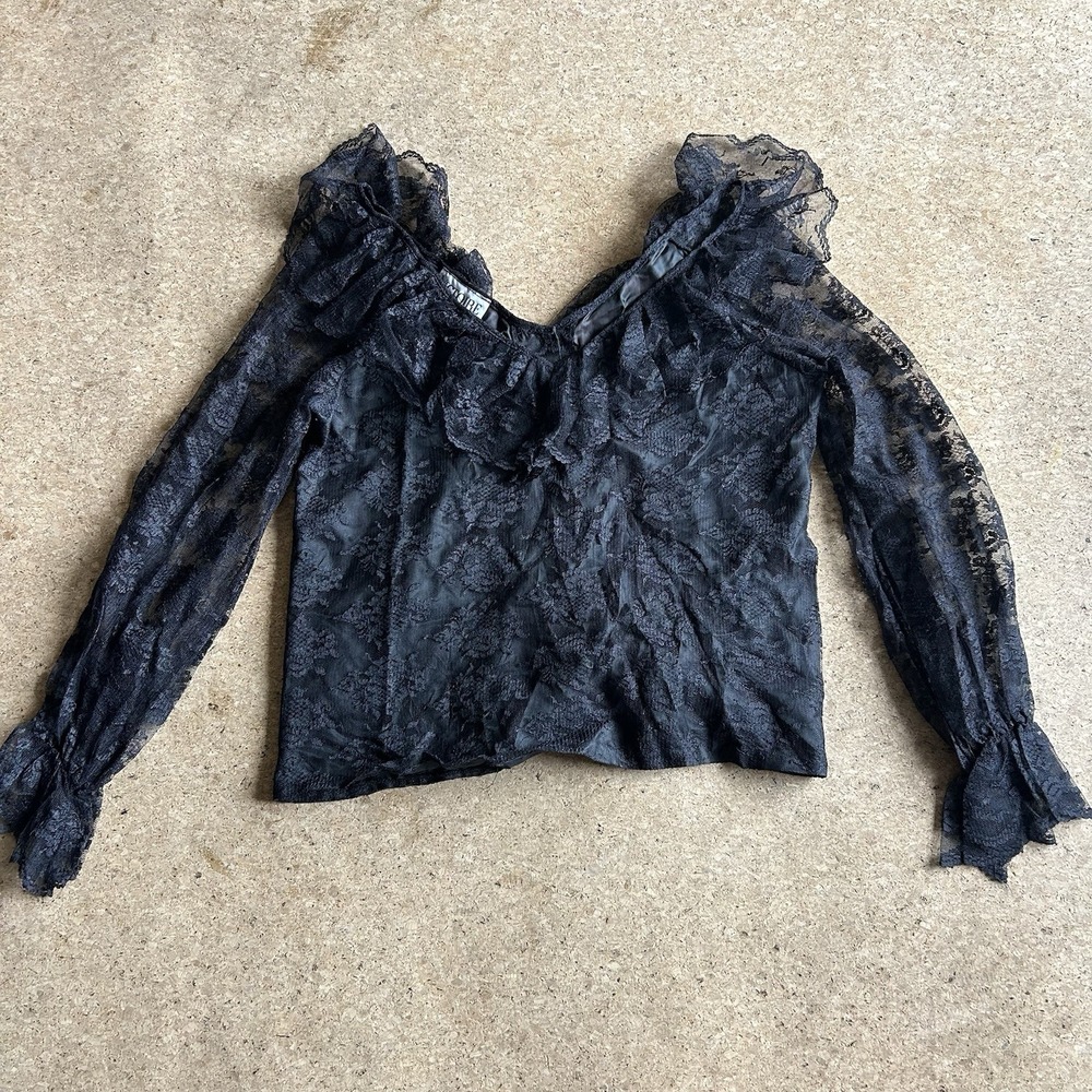 Vtg Victorian Top Size 14 Lace Ruffle Gothic Cosplay Renaissance Y2K Witchy